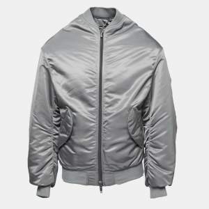 Pre Owned Balenciaga Grey Synthetic Bomber Jacket XS