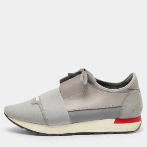Balenciaga Multicolor Leather and Mesh Race Runner Low Top Sneakers Size 42