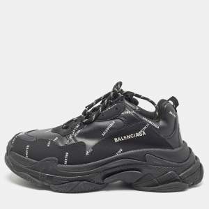 Balenciaga Black Leather Triple S Sneakers Size 43