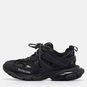 Balenciaga Black Faux  Leather Track Sneakers Size 40