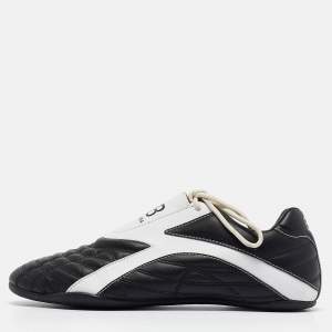 Pre Owned Balenciaga Black/White Faux Leather Zen Sneakers Size 40