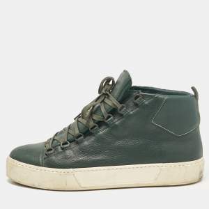 Balenciaga Green Leather Lace Up Sneakers Size 45