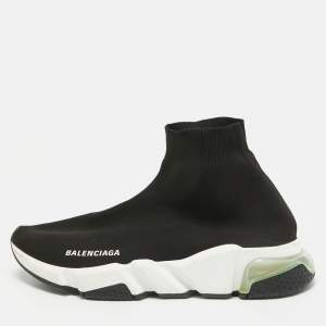 Balenciaga Black Knit Fabric Speed High Top Sneakers Size 39