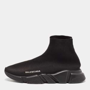 Balenciaga Black Knit Fabric Speed 2.0 High Top Sneakers Size 41