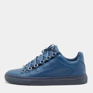 Balenciaga Blue Leather Arena Lace Up Sneakers Size 42