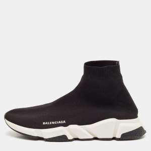 Balenciaga Black Knit Fabric Speed Trainer Sneakers Size 45