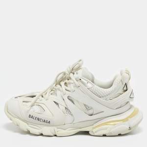 Balenciaga White Leather and Fabric Track Sneakers Size 40 