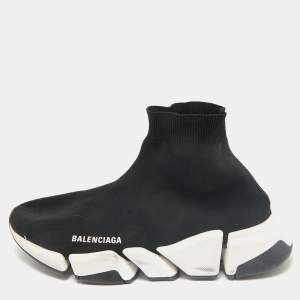 Balenciaga Black Knit Fabric Speed Trainer Slip On Sneakers Size 41