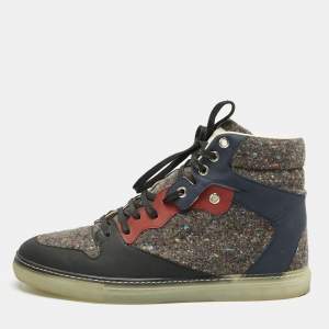 Balenciaga Multicolor Leather and Wool High Top Sneakers Size 40