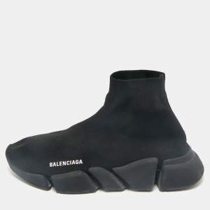 Balenciaga Black Knit Fabric Speed Trainer Sneakers Size 43
