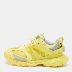 Balenciaga Yellow Mesh and PVC Track Clear Sole Sneakers Size 42