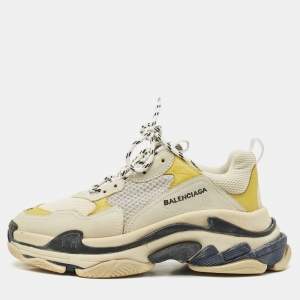 Balenciaga Multicolor Faux Leather and Mesh Triple S Lace Up Sneakers Size 42