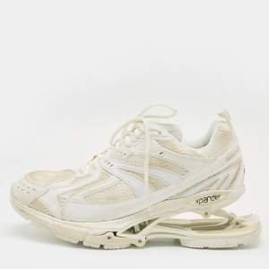 مملوكة مسبقًا حذاء رياضي بالنسياغا X-باندر جلد صناعي وشبكة أبيض أربطة سميك مقاس 43