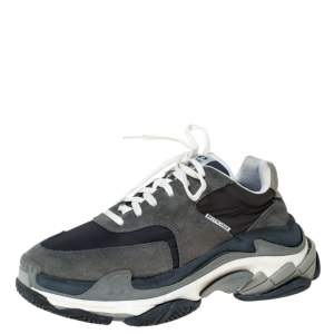 Balenciaga Multicolor Leather/Mesh Triple S Lace Up Sneakers Size 40