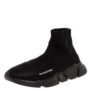 Balenciaga Black Knit Speed High Top Sneakers Size 40