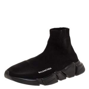Pre Owned Balenciaga Black Knit Speed High Top Sneakers Size 40