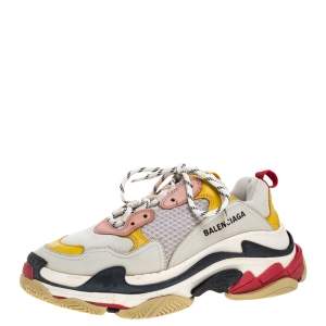 Balenciaga Multicolor Leather and Mesh Triple S Platform Sneakers Size 40