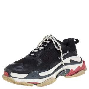 Balenciaga Multicolor Leather And Mesh Triple S Platform Sneakers Size 40