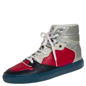 Pre Owned Balenciaga Multicolor Leather And Rubber High Top Sneakers Size 42