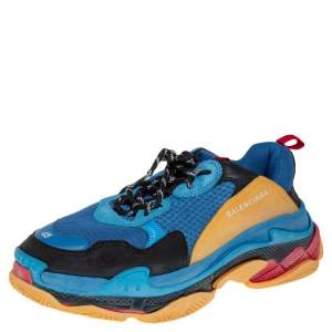 مملوكة مسبقًا Balenciaga Multicolor Leather and Mesh Triple S Sneaker Size 45 