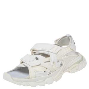 Balenciaga White Leather Rubber Track Sandals Size 41