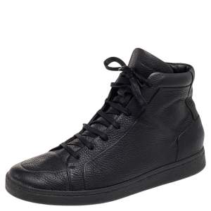 Balenciaga Black Leather High Top Sneakers Size 42