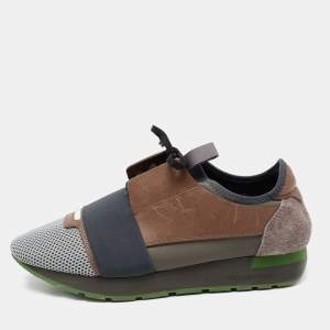 Balenciaga Multicolor Mesh And Leather Race Runner Sneakers Size 40