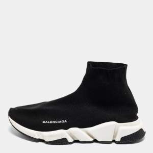  Balenciaga Black Knit Fabric Sock Speed High-Top Sneakers Size 43