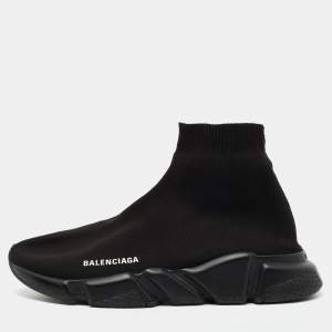Balenciaga Black Knit Fabric Speed Trainer  Sneakers Size 42