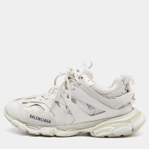 Balenciaga White Mesh and Synthetic Leather Track Sneakers Size 42