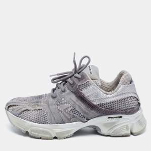 Balenciaga Grey Mesh Phantom Logo-Detailed Low Top Sneakers Size 42
