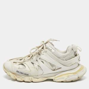 Balenciaga White Mesh and Leather Track Sneakers Size 43