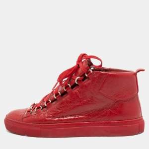 Balenciaga Red Leather Arena High Top Sneakers Size 41
