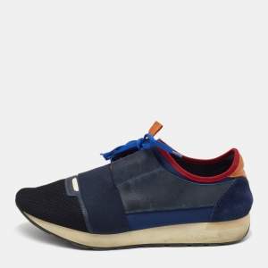 Balenciaga Multicolor Mesh and Leather Race Runner Sneakers Size 44
