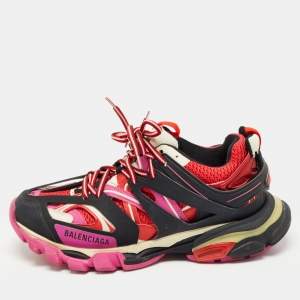 Pre Owned Balenciaga Tricolor Leather and Mesh Track Sneakers Size 40