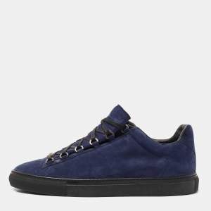 Balenciaga Blue Nubuck Leather Arena Sneakers Size 45
