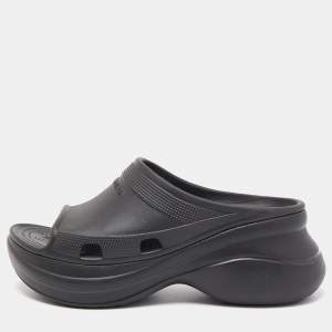Balenciaga Black Rubber Slide Flats Size 42