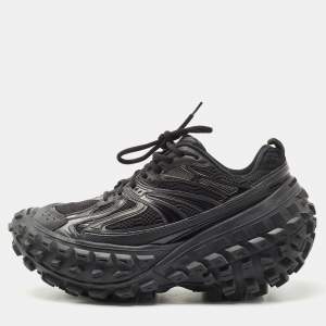 Pre Owned Balenciaga Black Leather and Mesh Defender Sneakers Size 42