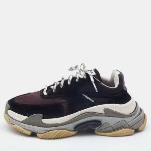 Balenciaga Multicolor Suede, Nylon and Leather Triple S Platform Sneakers Size 41