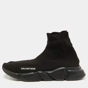Pre Owned Balenciaga Black Knit Fabric Speed Trainer Sneakers Size 42