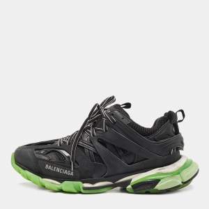 Balenciaga Black Mesh and Leather Track Sneakers Size 43