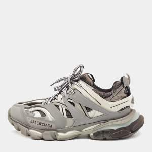Balenciaga Grey/White Mesh and Rubber Track Low Top Sneakers Size 39