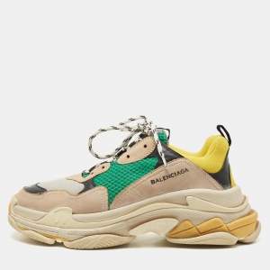 Balenciaga Multicolor Mesh and Leather Triple S Sneakers Size 44
