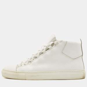 Balenciaga White Leather Arena High Top Sneakers Size 41
