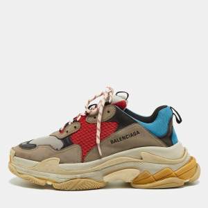 Balenciaga Multicolor Leather And Mesh Triple S Platform Sneakers Size 43