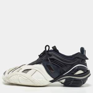 Balenciaga Black/White Rubber and Faux Leather Tyrex Sneakers Size 44
