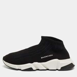 Balenciaga Black Knit Fabric Speed Trainer Sneakers Size 43