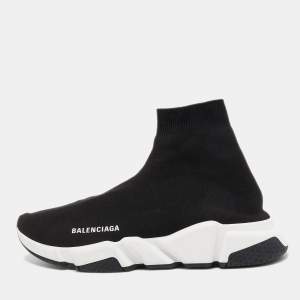 Balenciaga Black Knit Fabric Speed Trainer Sneakers Size 42