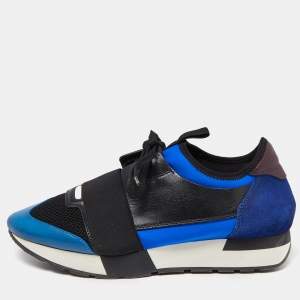 Balenciaga Tri Color Leather, Neoprene and Mesh Race Runner Sneakers Size 40