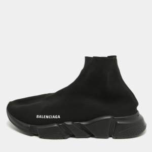 Pre Owned Balenciaga Black Knit Fabric Speed Trainer Sneakers Size 43